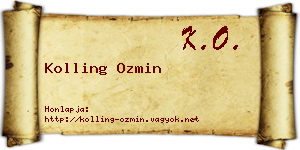 Kolling Ozmin névjegykártya